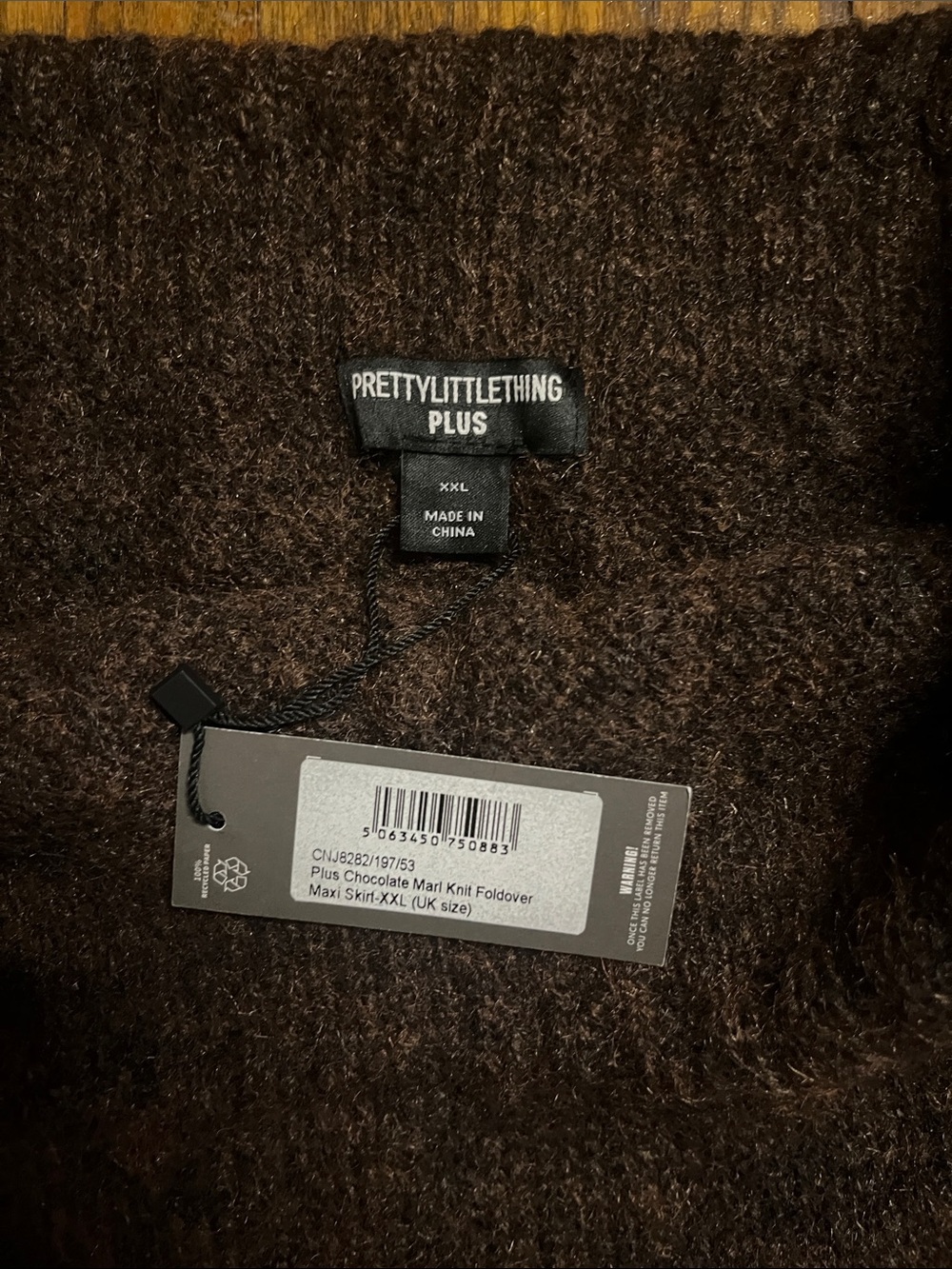 PrettyLittleThing Brown Rib Knit Midi Skirt - Picture 3 of 4